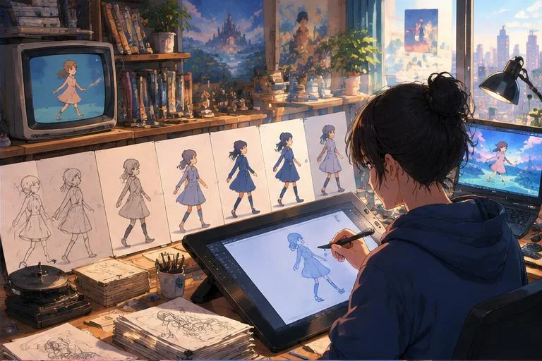 Original anime-style illustration for manga18fx article: The Evolution of Anime Art Styles Over the Decades