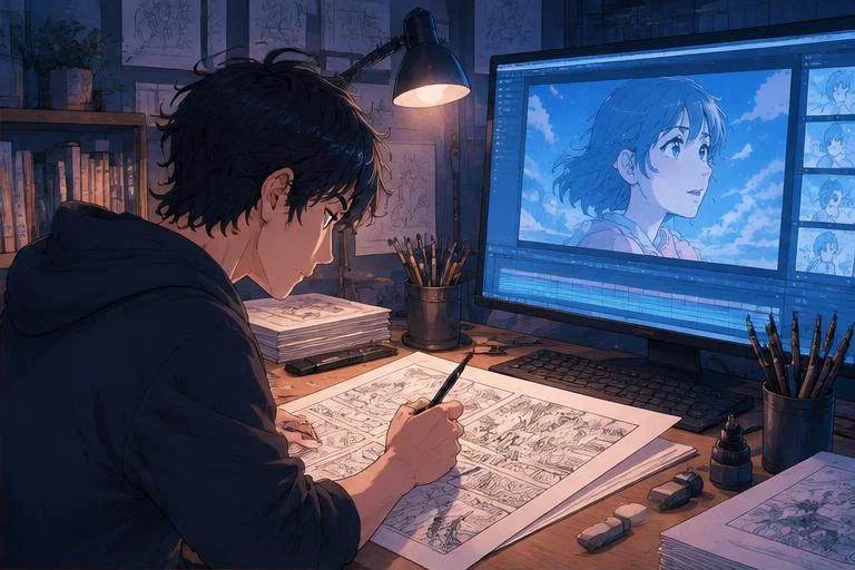Original anime-style illustration for manga18fx article: Manga vs Anime: What’s the Difference?